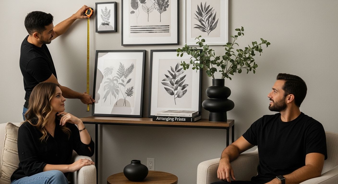 arranging prints living room