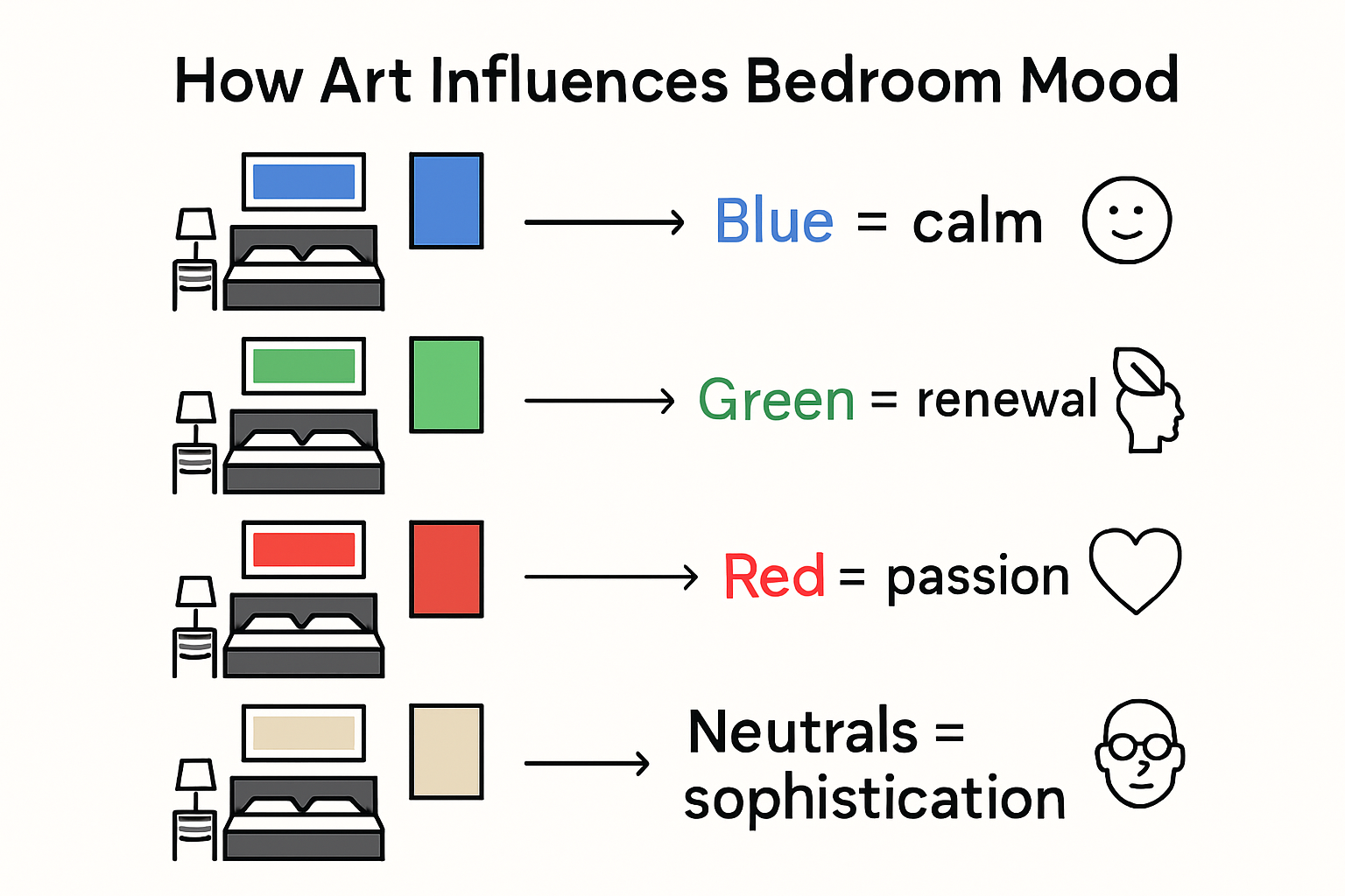 Infographic on art, color, and bedroom mood