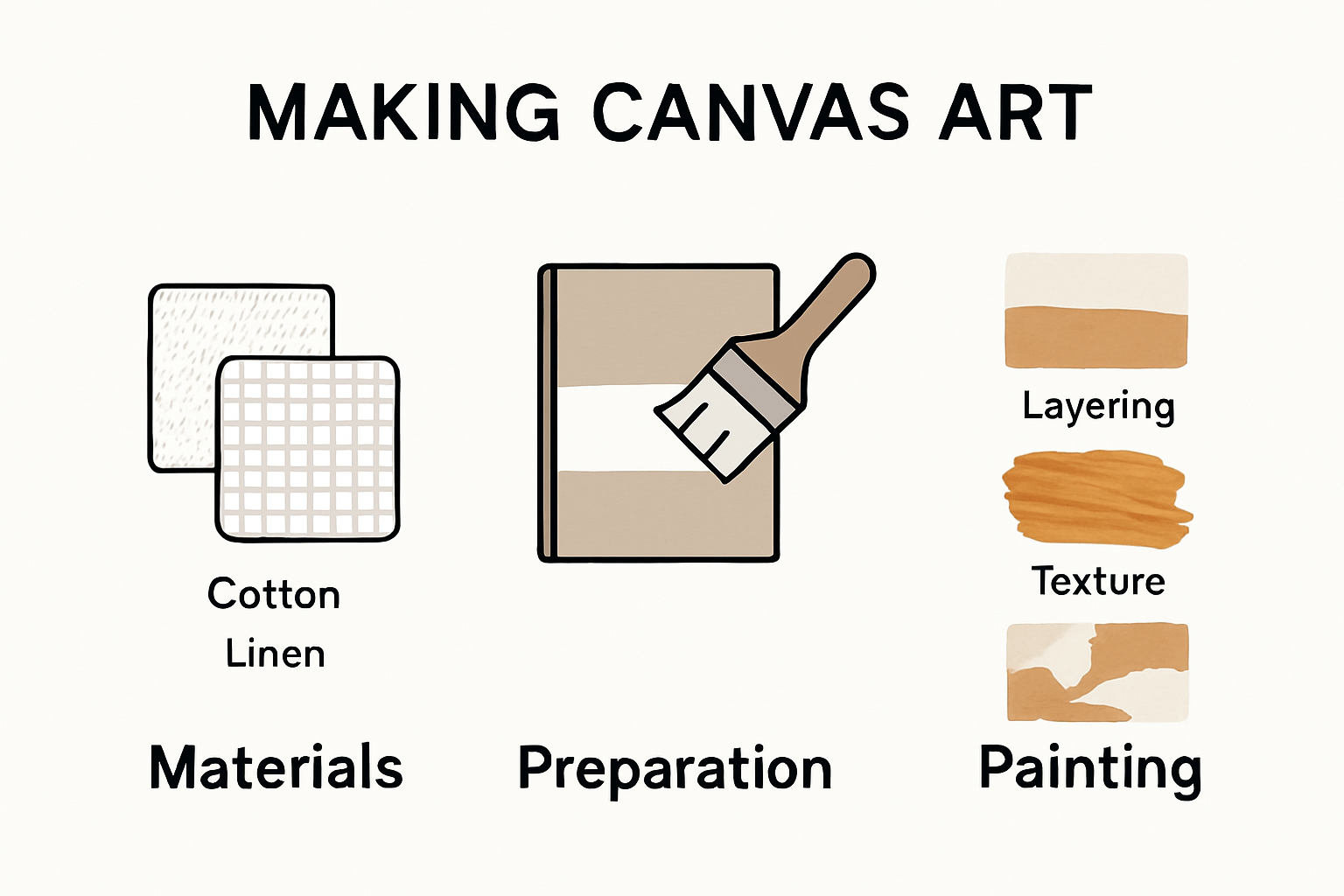 Infographic showing canvas art creation process