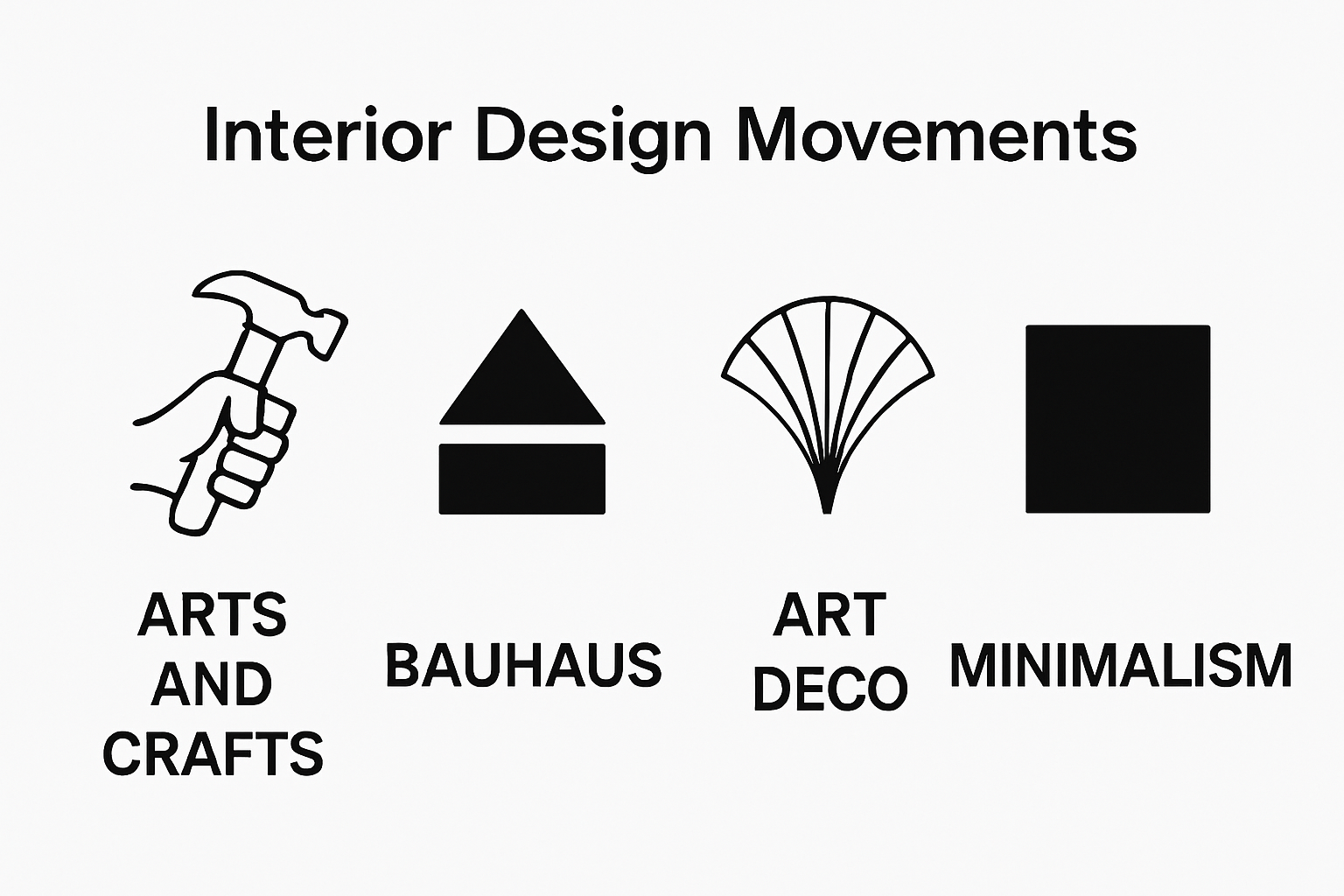 Infographic comparing four major art movements in interior design