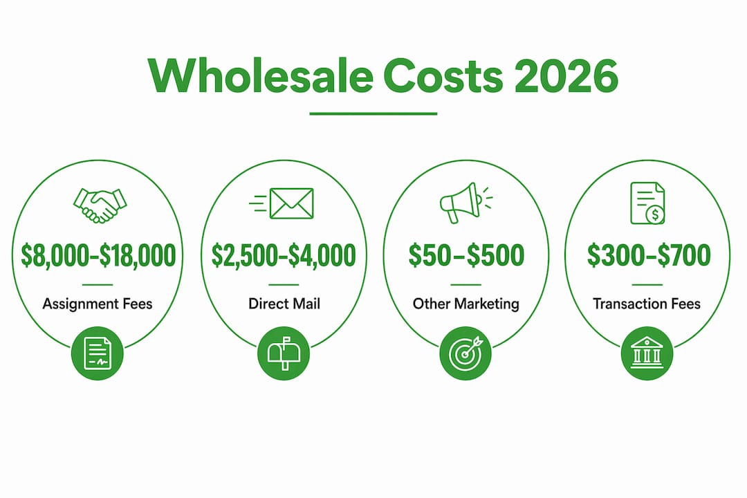 Infographic showing key wholesale real estate investing costs