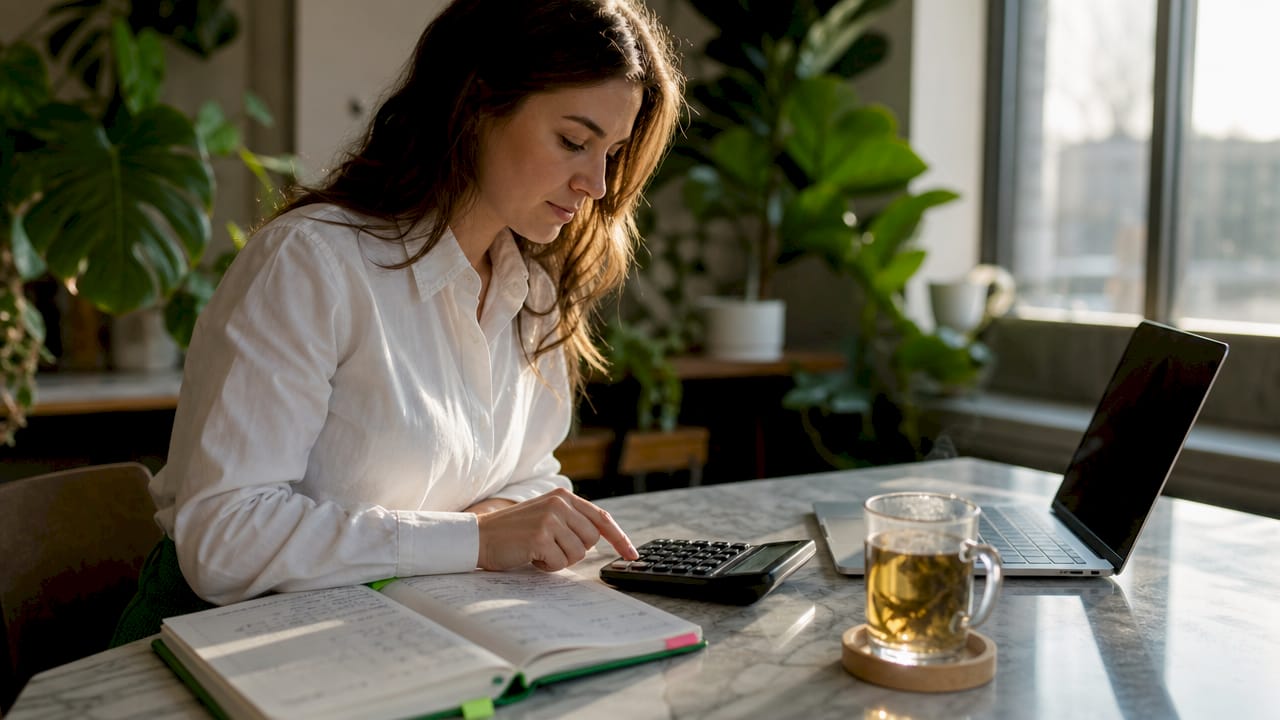 Hands calculating rental property returns