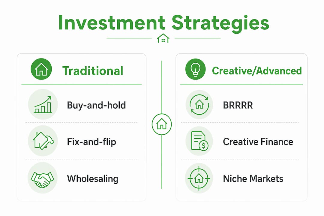 Infographic comparing real estate investment strategies by type