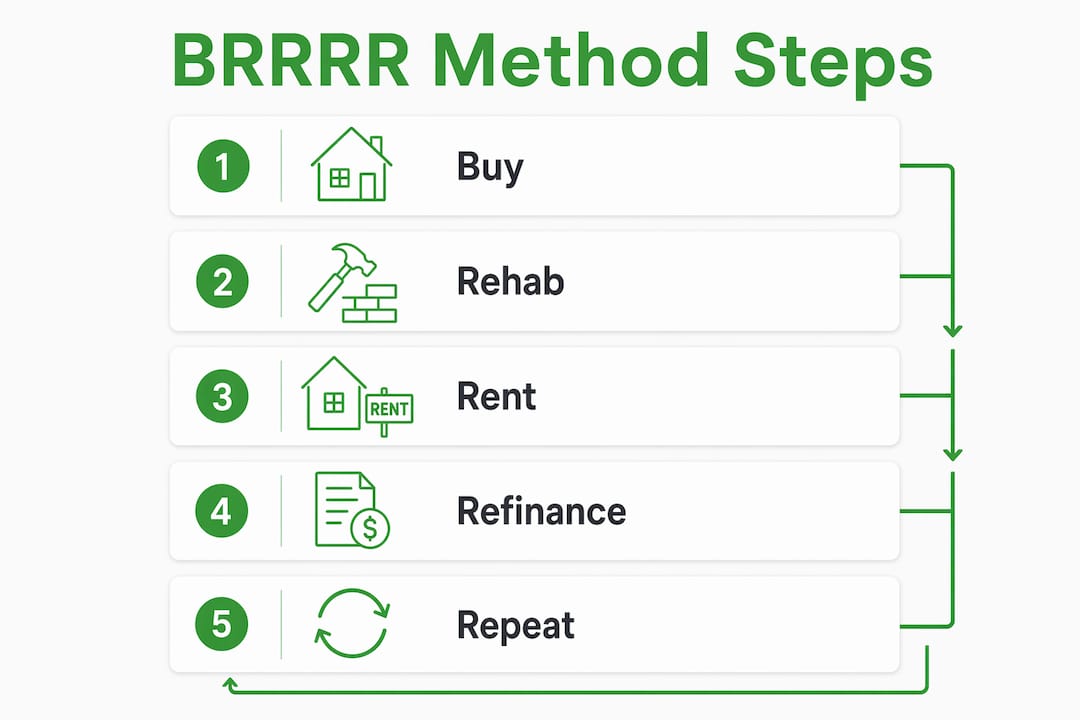 Infographic depicting BRRRR method step-by-step