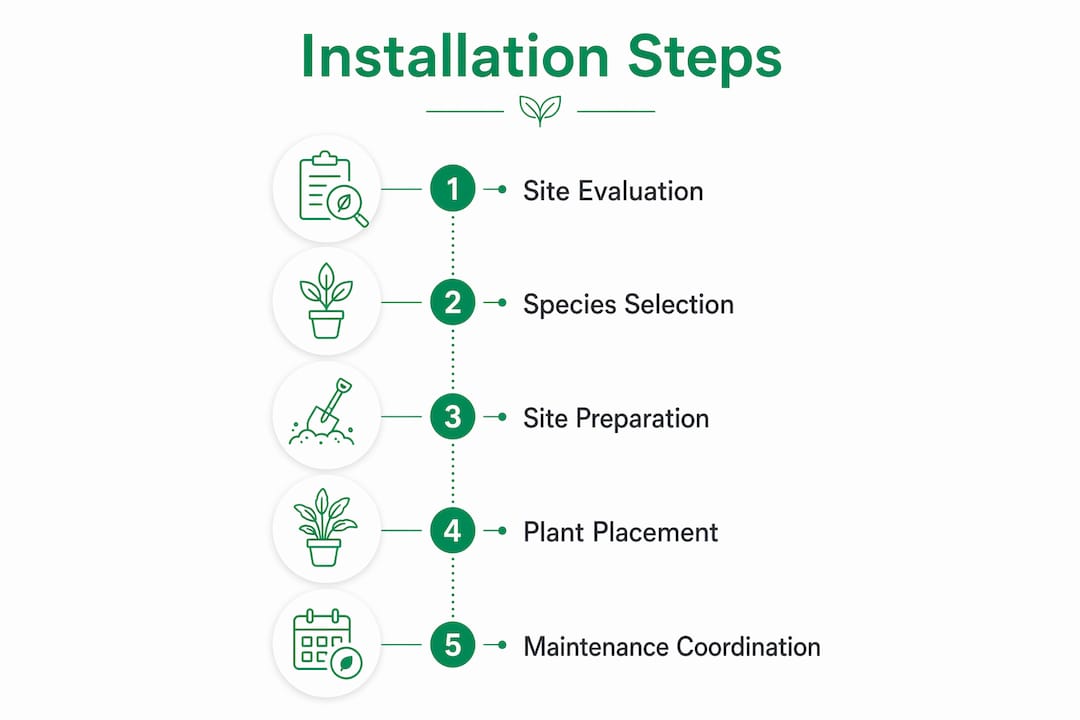 Infographic displaying commercial plant installation process steps