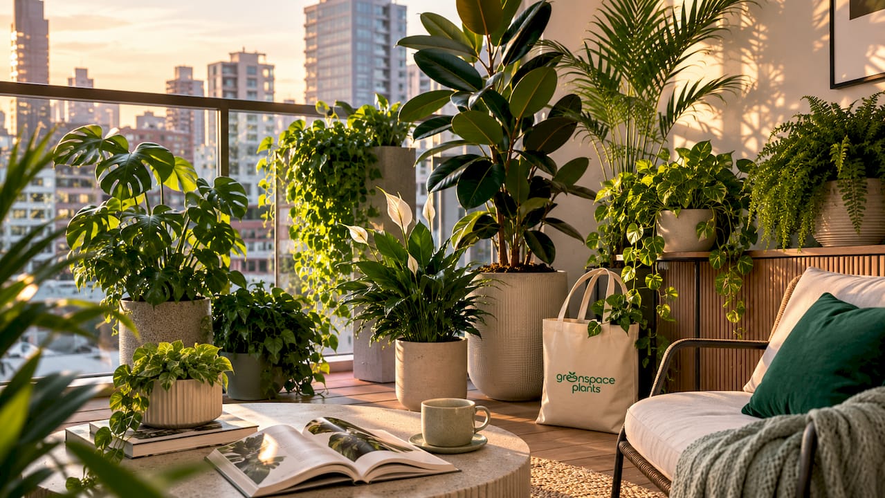 Layered indoor plants enhancing room aesthetics
