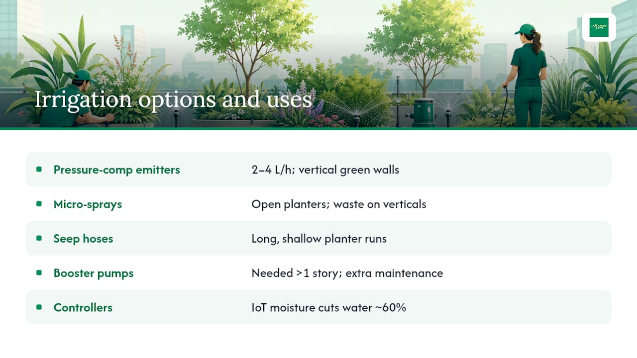 Planter irrigation components and control options