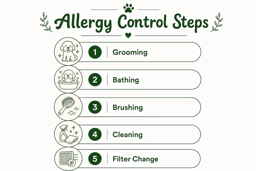Infographic showing five allergy control steps