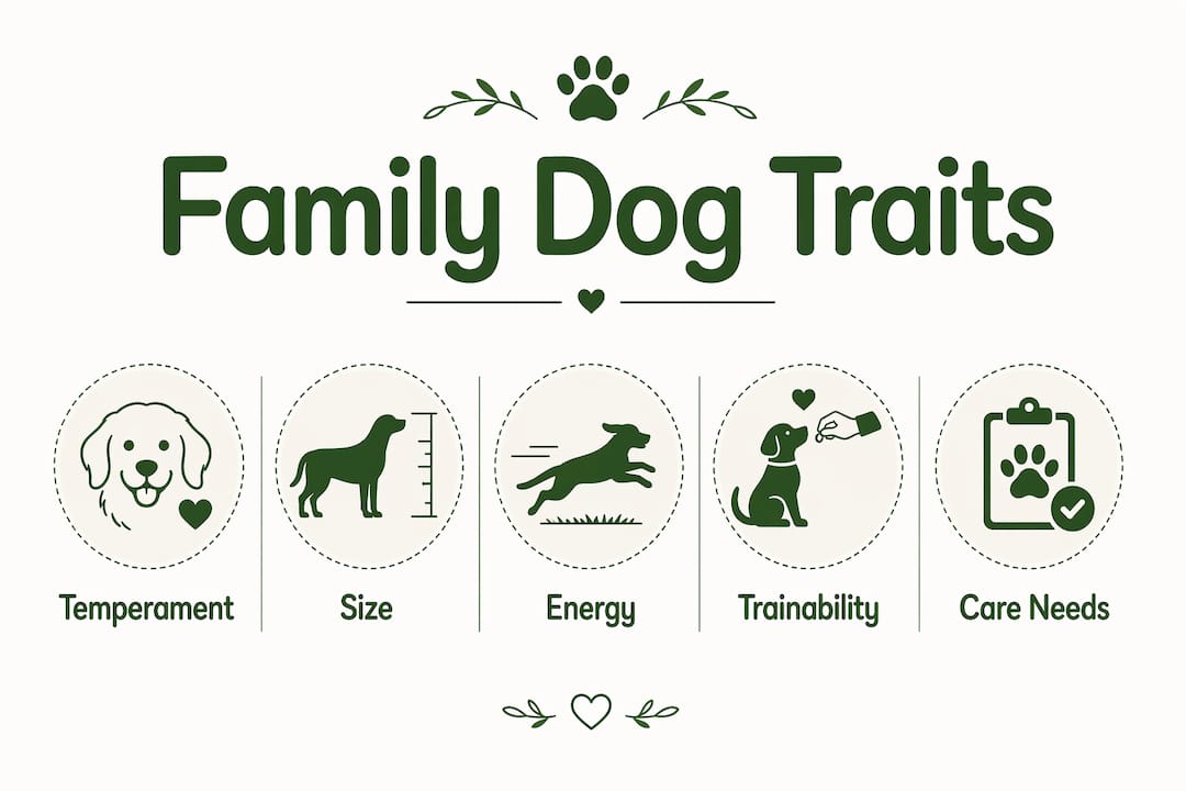 Infographic showing key family dog breed traits