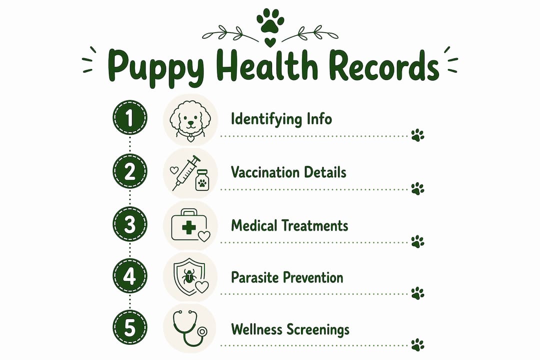 Infographic outlining puppy health record steps
