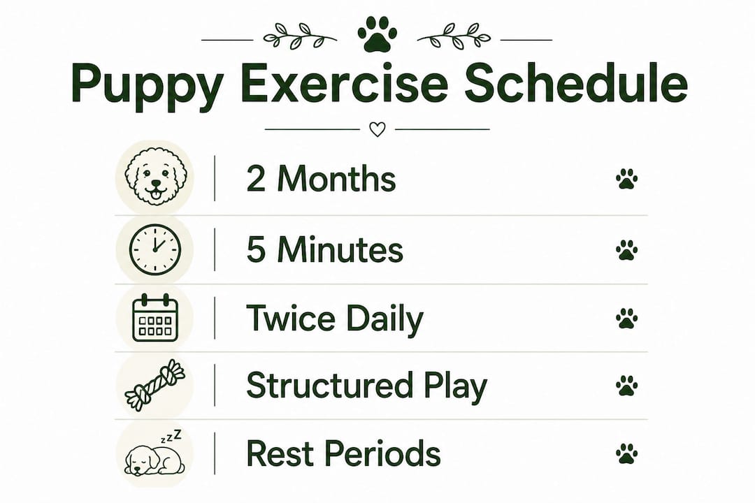 Infographic of puppy exercise schedule by age