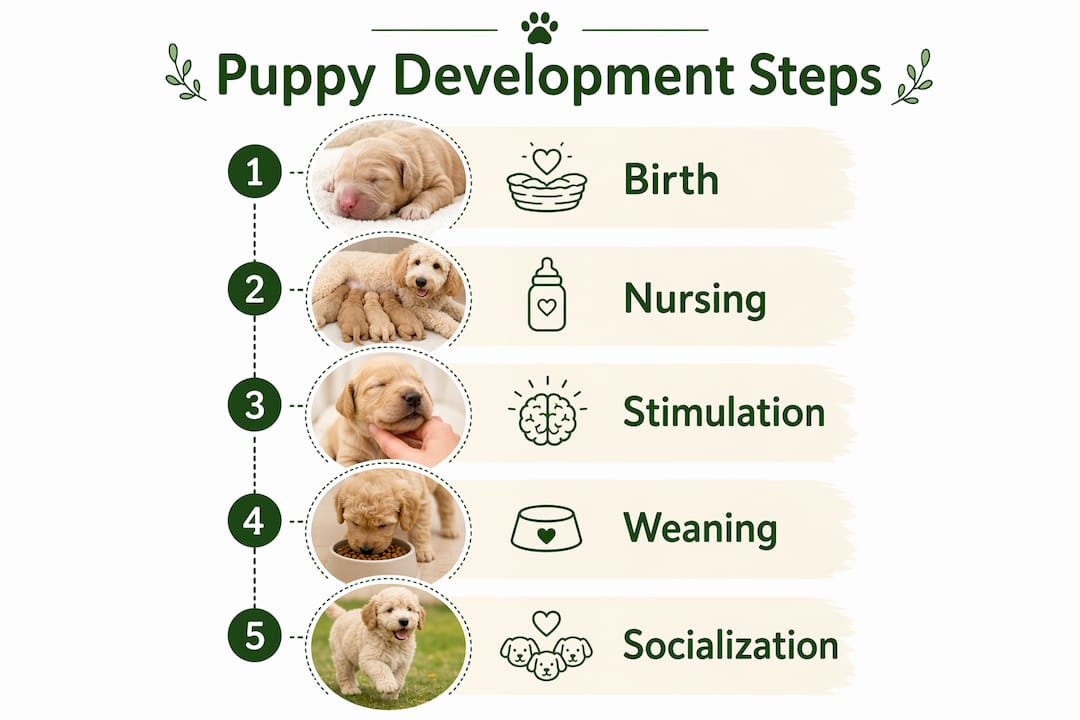 Infographic illustrating puppy development stages