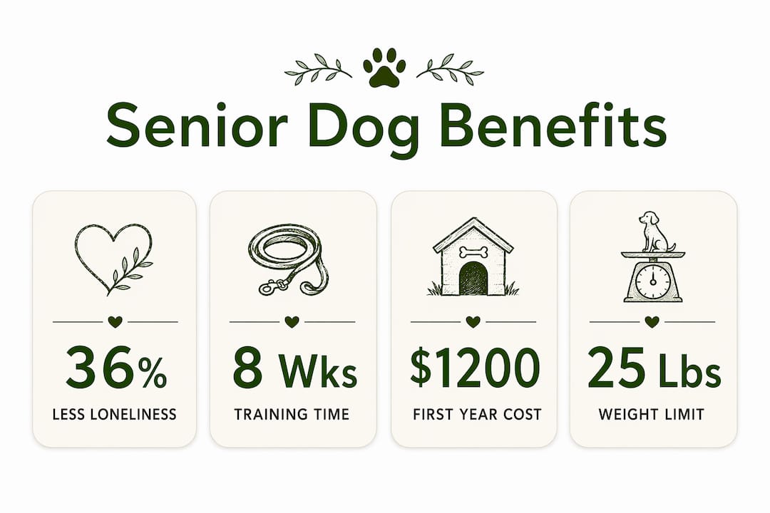 Infographic showing senior dog owner benefits and costs