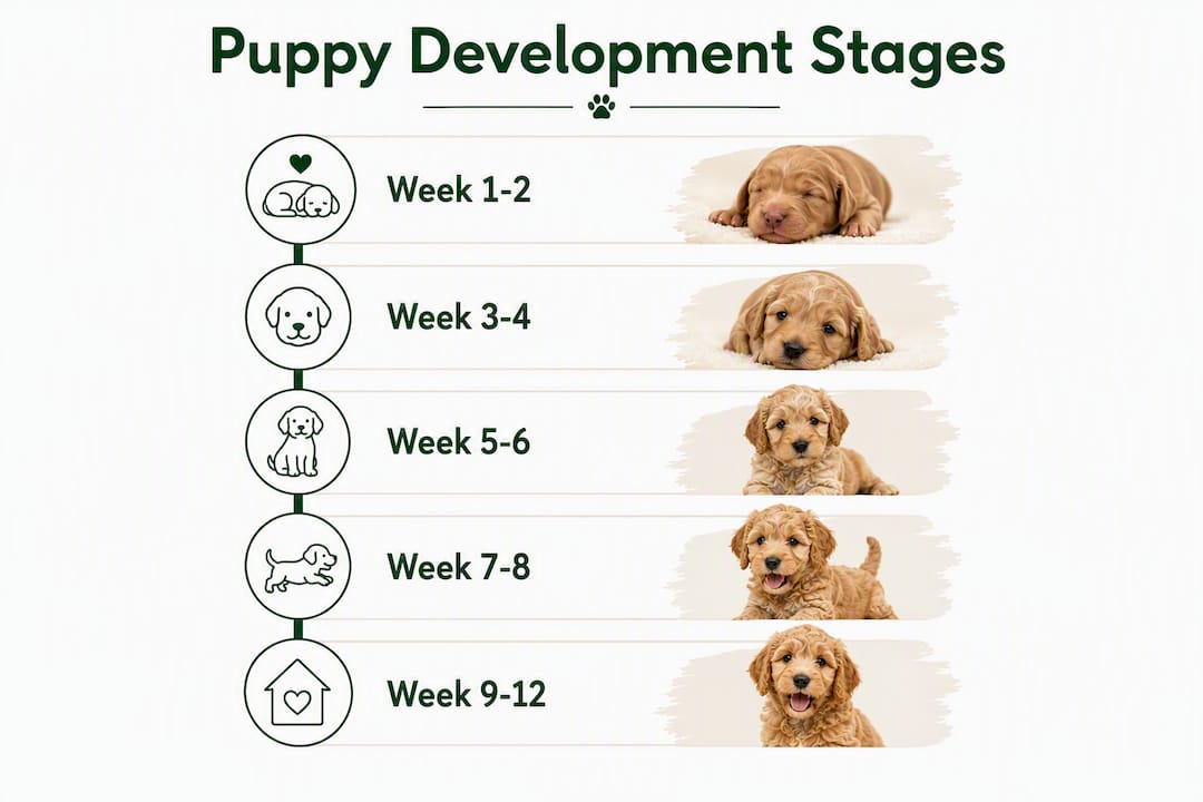 Infographic showing puppy development stages