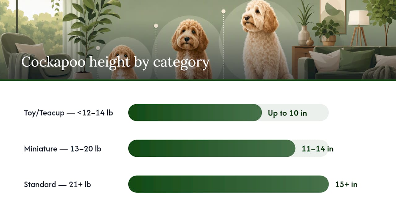 Diagram comparing cockapoo size categories by height and weight