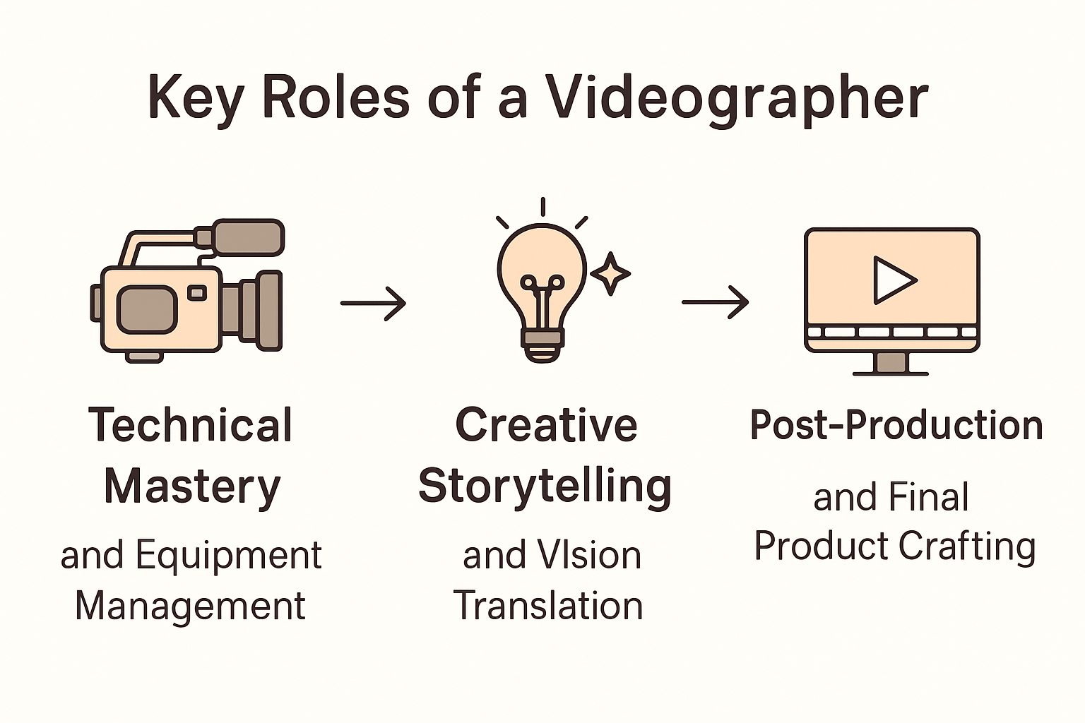 Infographic on videographer's core roles and skills
