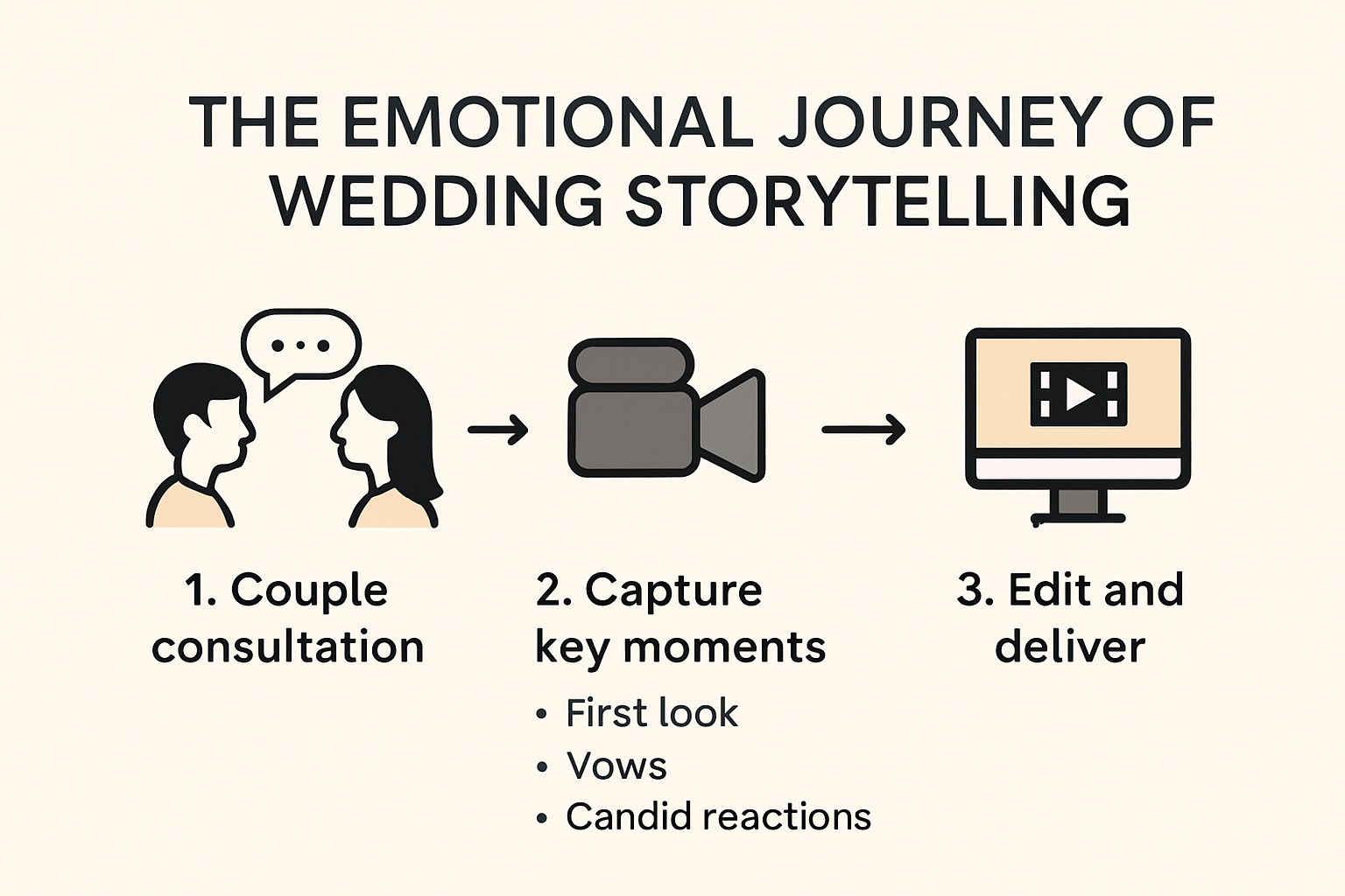 Infographic of storytelling videography wedding flow