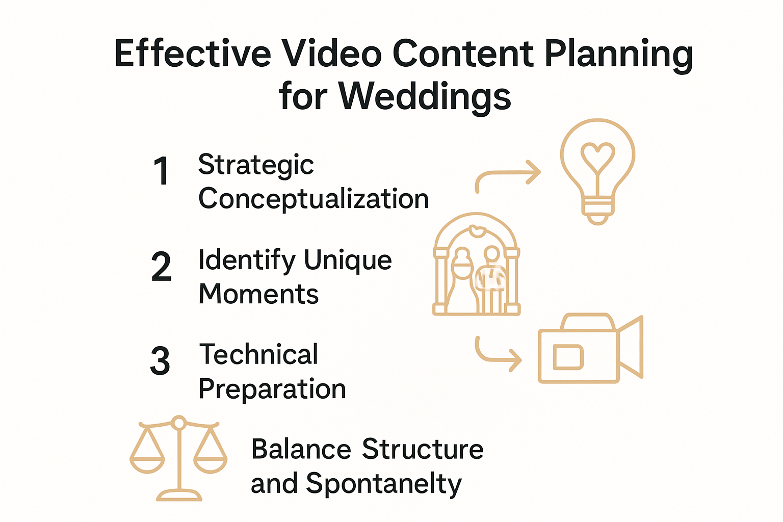 Infographic outlining wedding video content planning steps
