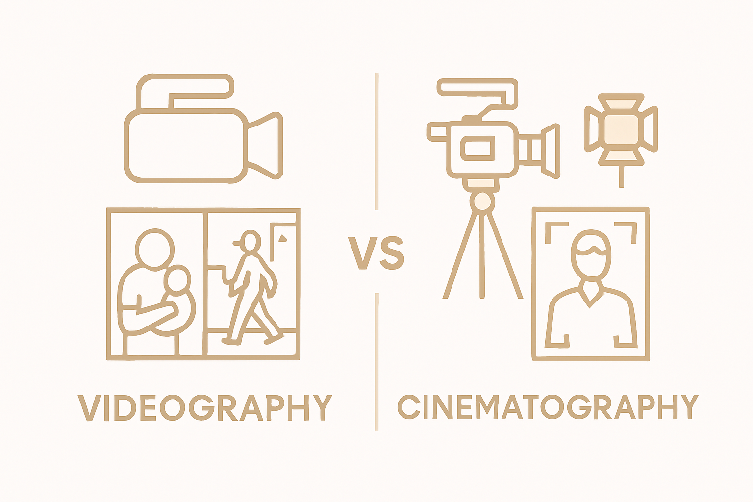 Infographic comparing videography vs. cinematography visually