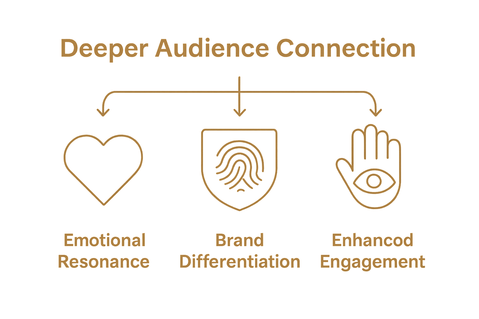 Infographic showing three key benefits of video storytelling: emotional resonance, brand differentiation, and engagement