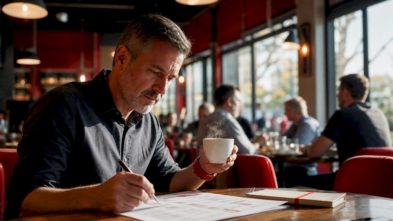 Manager working on scheduling via smartphone