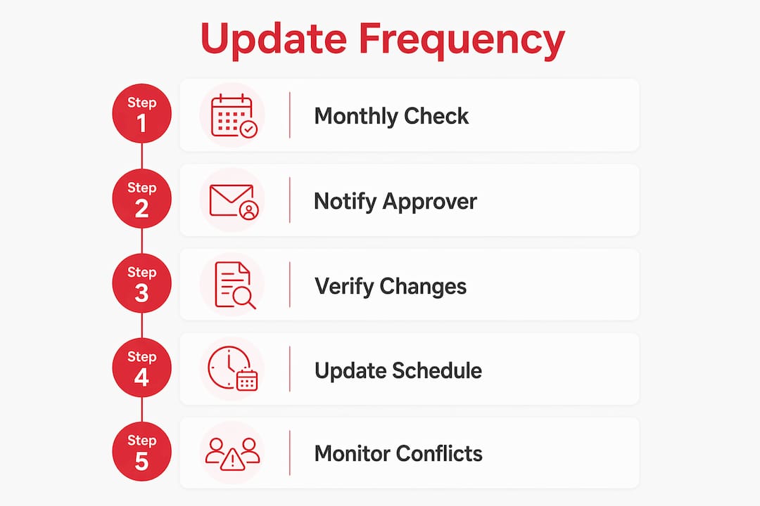 Infographic showing staff availability update steps