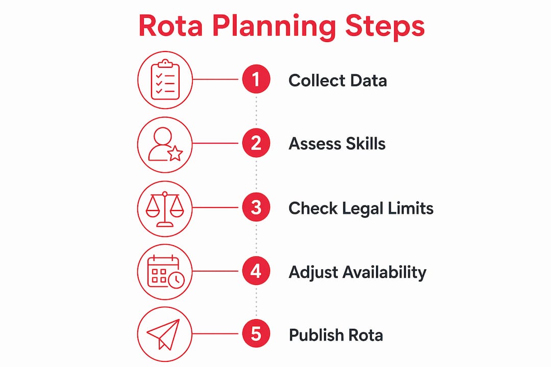 Infographic showing five key rota planning steps