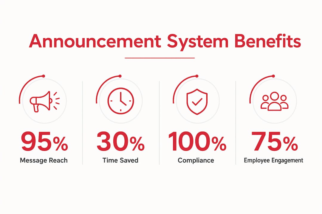Infographic showing benefits of workforce announcement systems