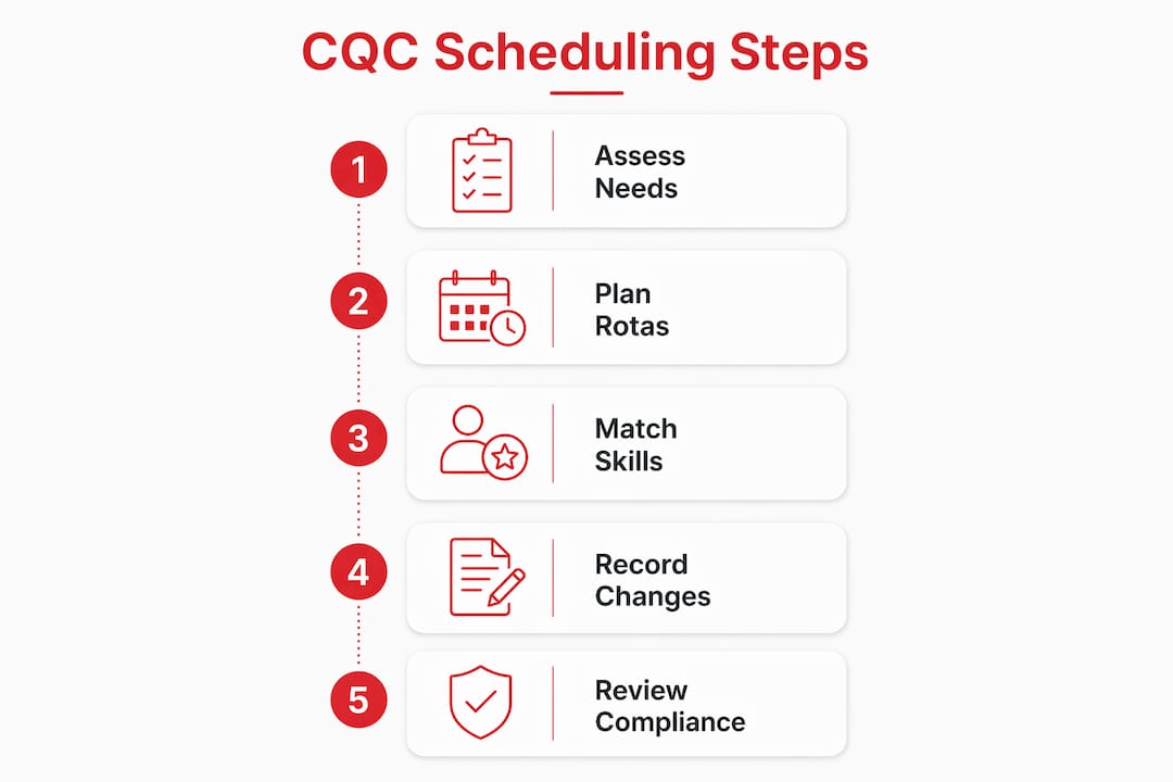 Infographic of CQC workforce scheduling compliance steps