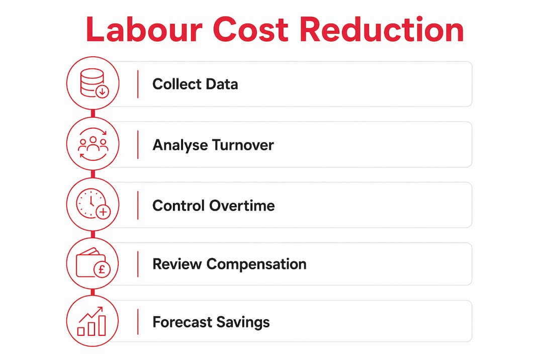 Infographic showing labour cost reduction process steps