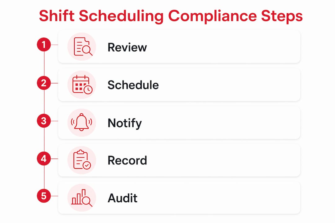 Infographic showing shift scheduling compliance process