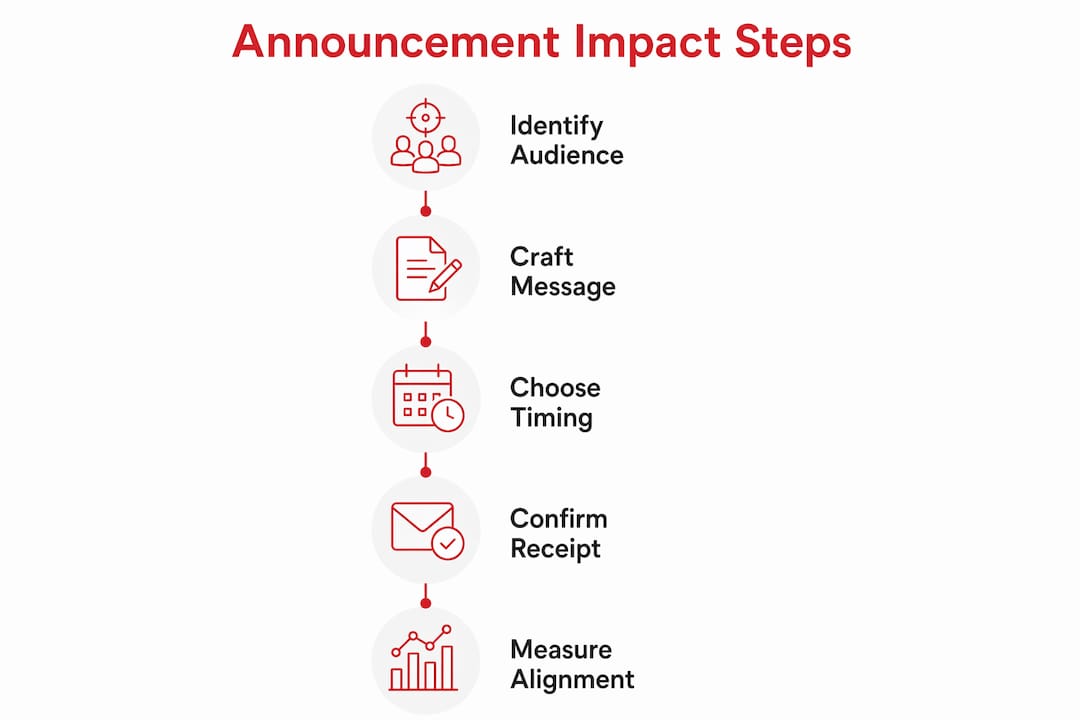 Infographic showing steps to effective staff announcements