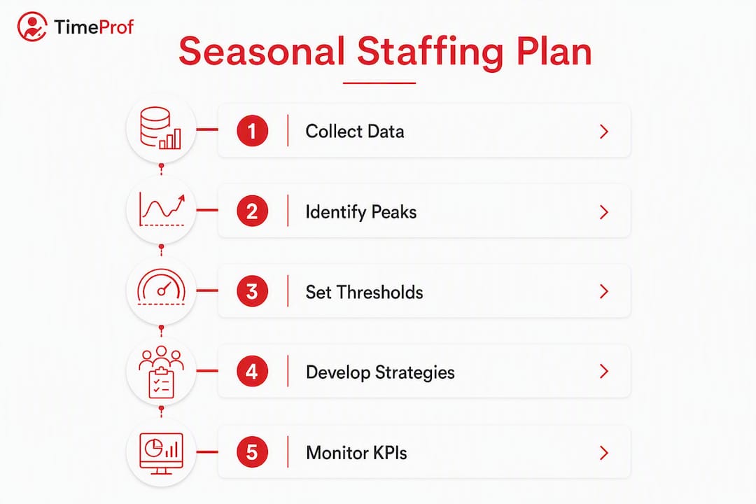 Infographic illustrating steps in seasonal staffing planning