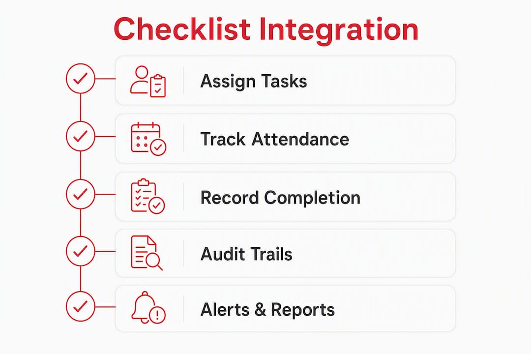 Infographic depicting digital checklist process steps