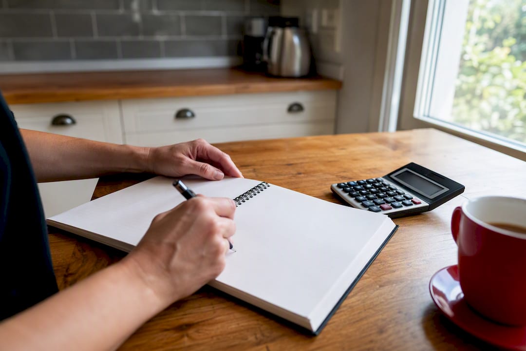 Hands updating budget calculations