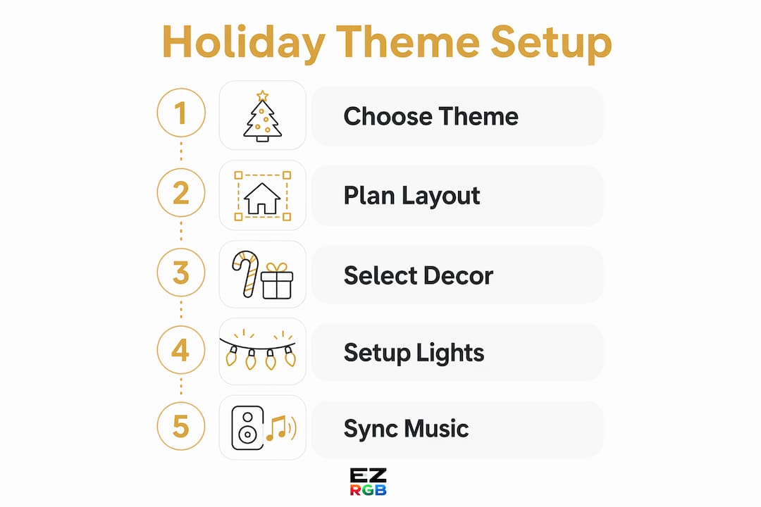 Infographic outlining holiday show theme planning steps