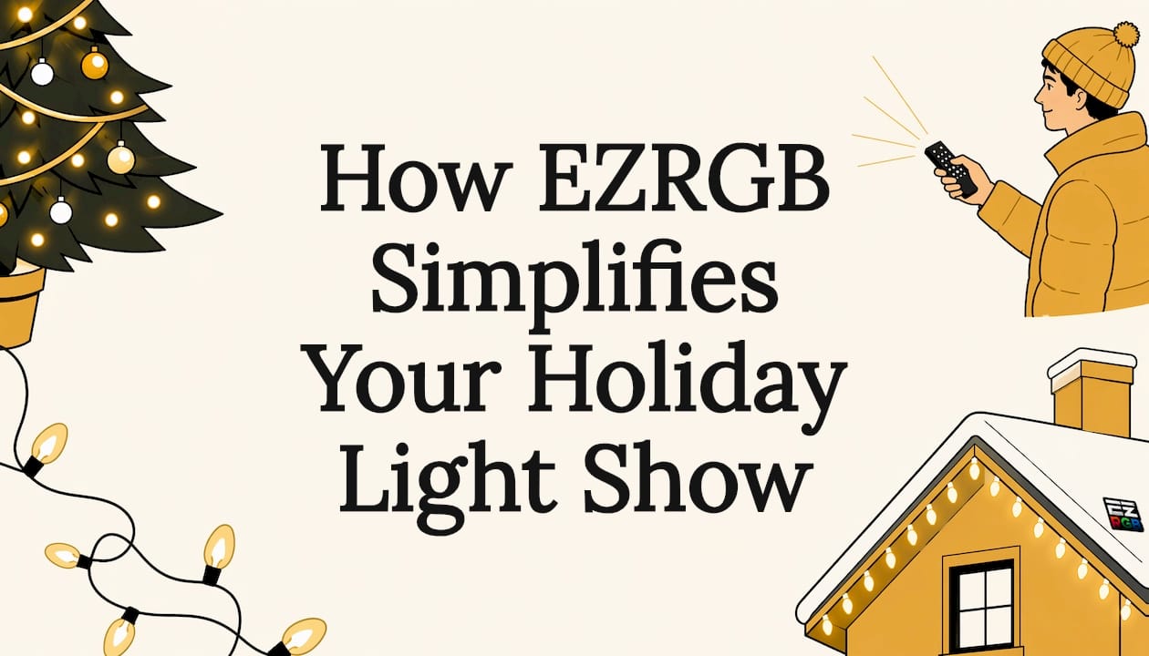Decorative holiday light show title card illustration