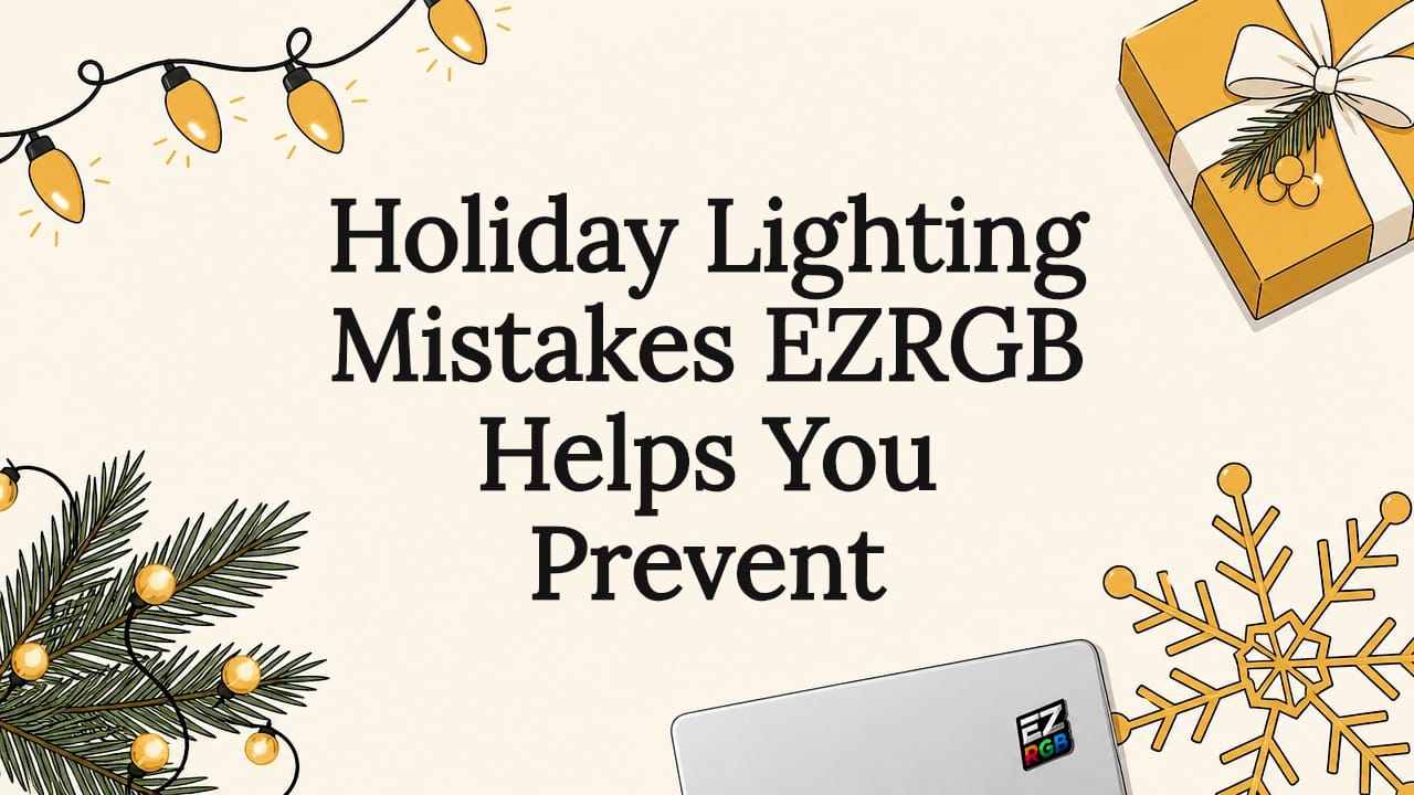 Decorative holiday lighting title card illustration