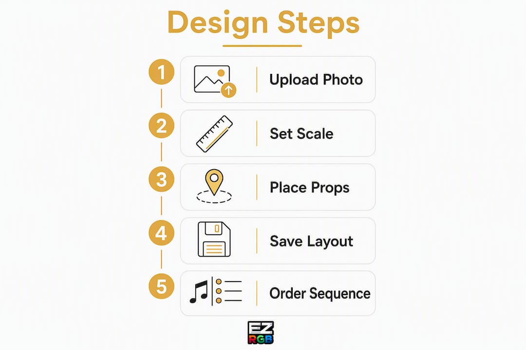 Infographic showing layout design step-by-step process