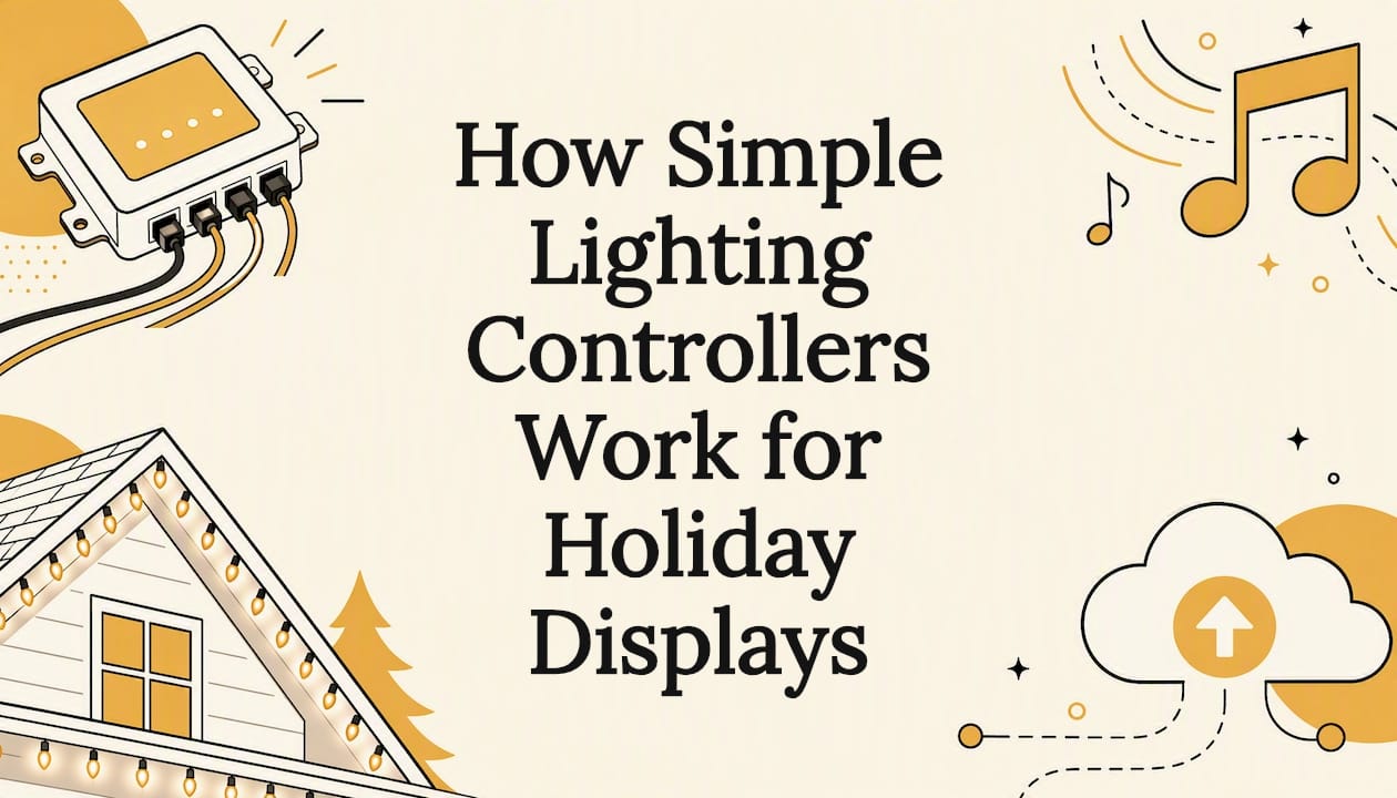 Decorative holiday lighting controller themed title card