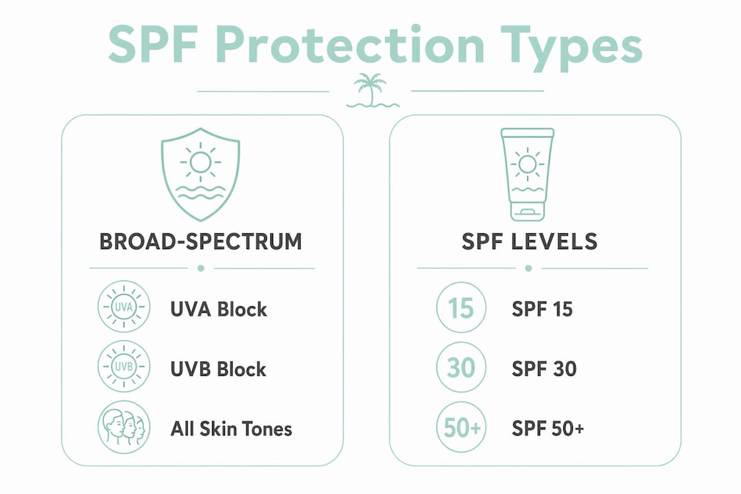Infographic comparing sunscreen protection types