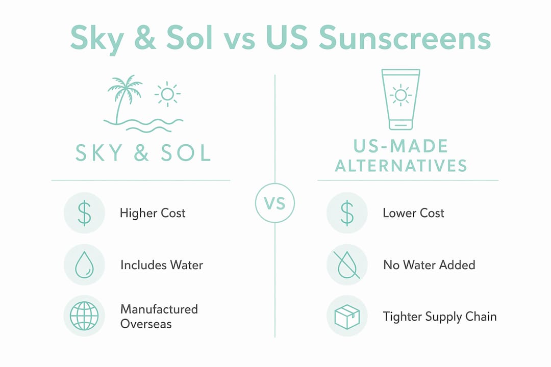 Infographic comparing Sky & Sol and US-made sunscreens