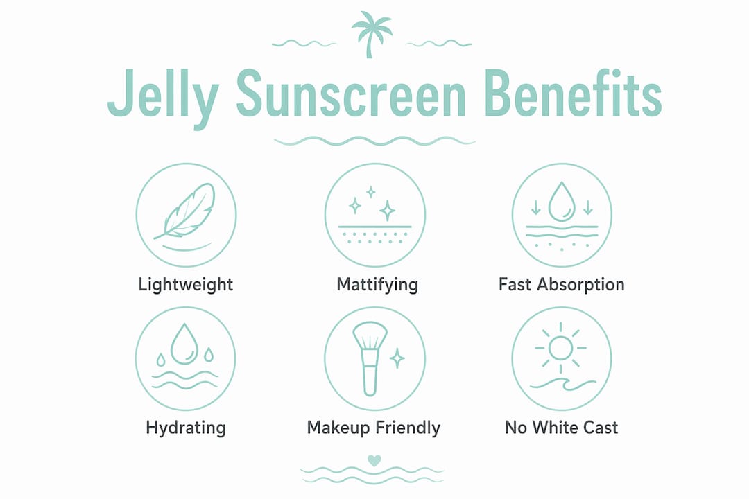 Infographic showing jelly sunscreen benefits