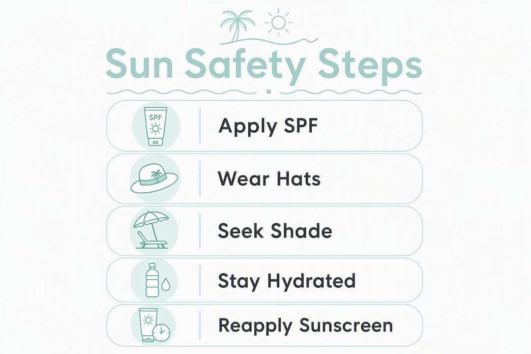 Infographic showing sun safety steps for outdoor concerts