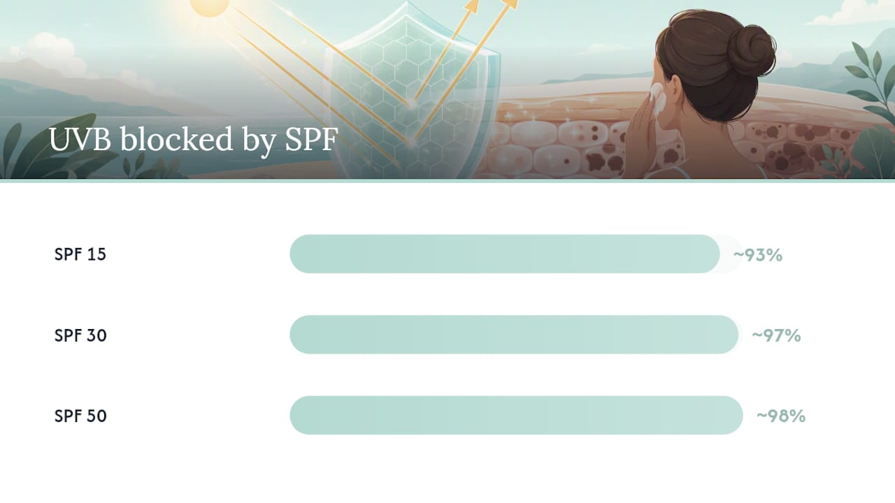 Diagram of light types and sunscreen protection features