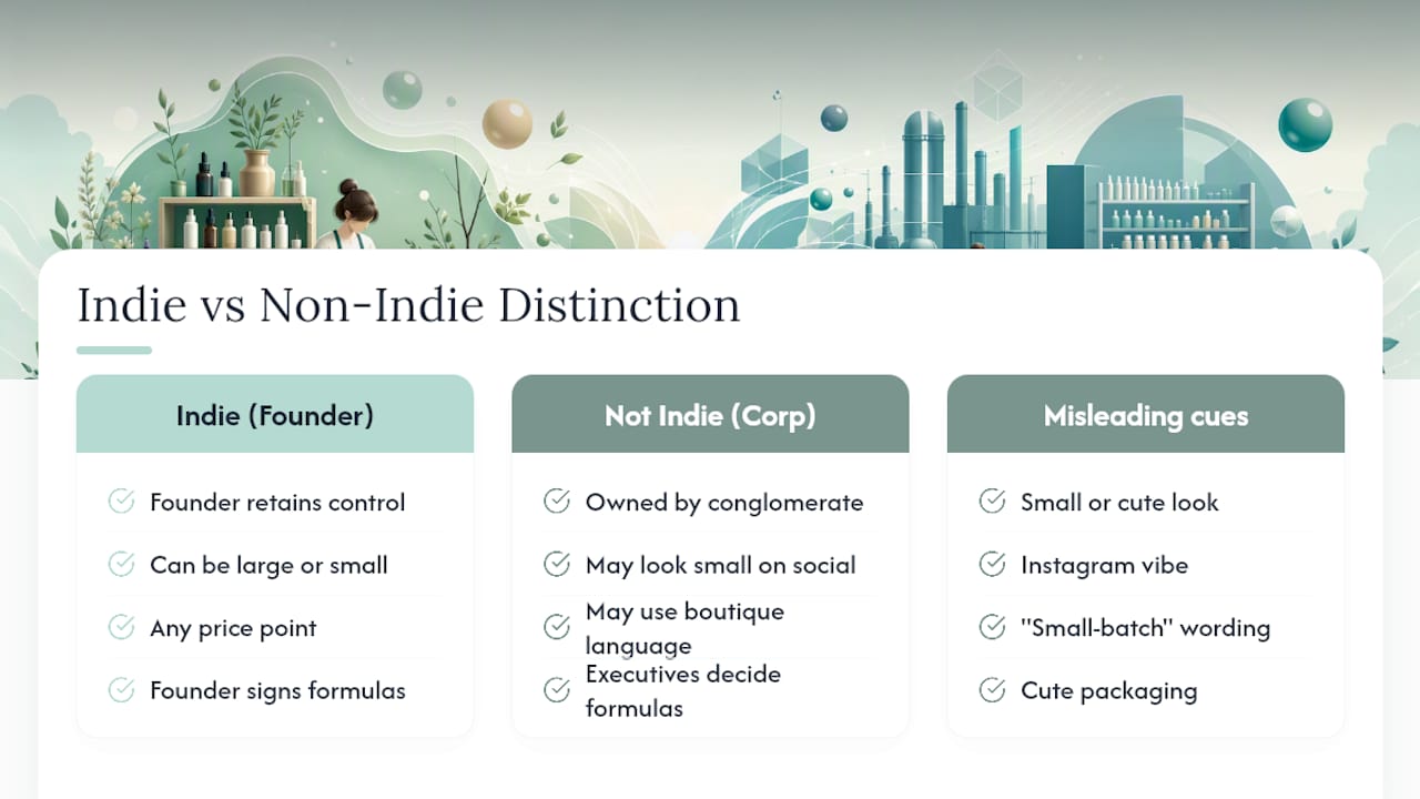 Diagram comparing indie brand ownership and size