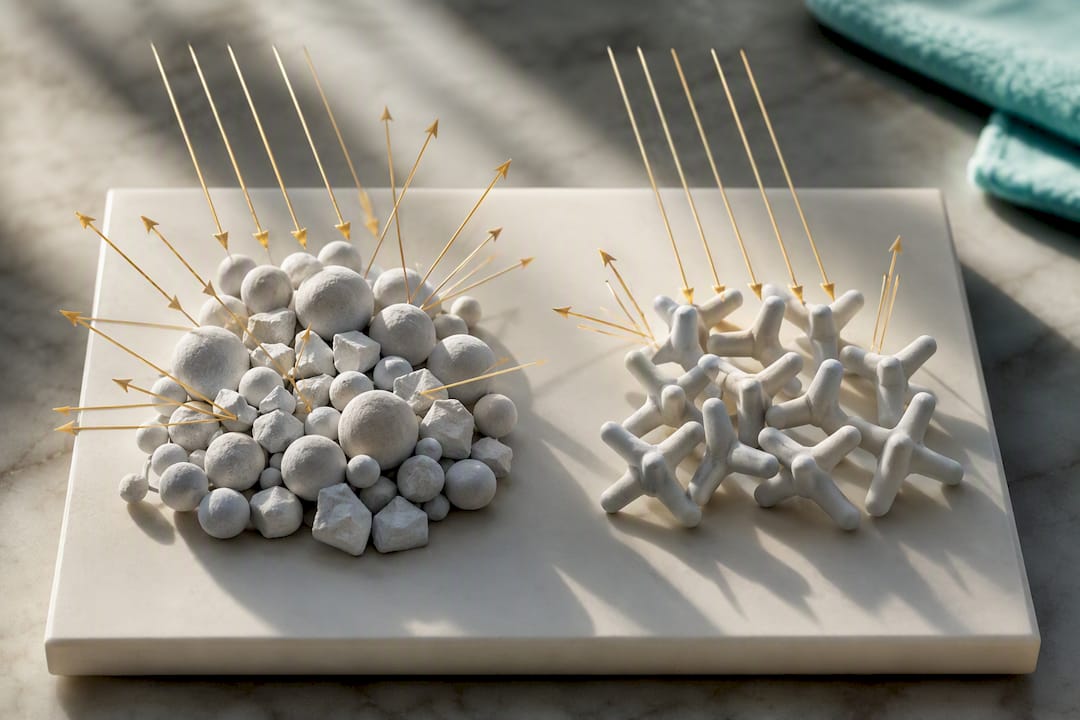 Zinc particle shapes affecting light reflection