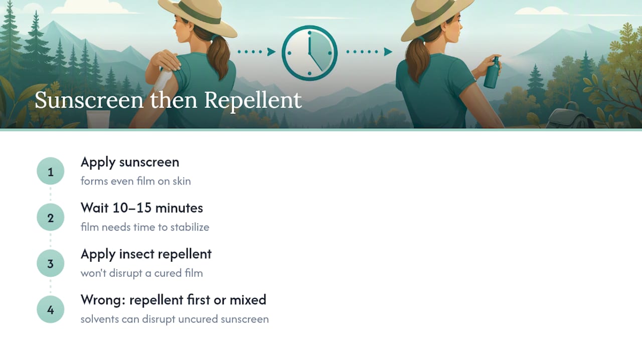 Sunscreen then repellent timing sequence