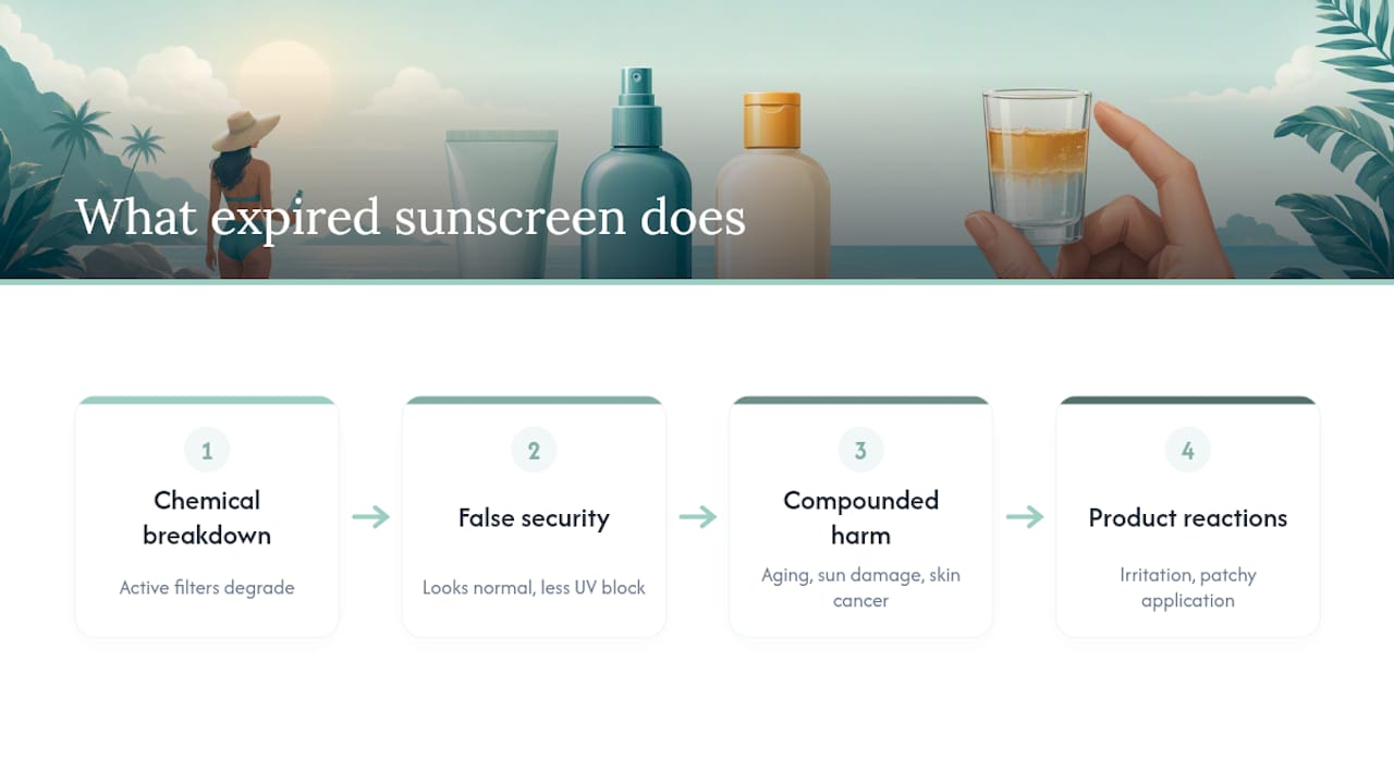 What Expired Sunscreen Actually Does to Your Skin — overview diagram