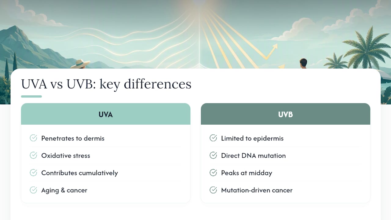 UVA and UVB effects comparison diagram